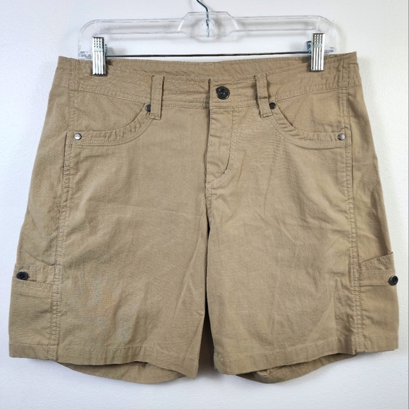 Kühl Women's Tan Outdoor Cargo Wash And Go Regular Fit 8 Pockets Shorts, sz 10 - Picture 1 of 12